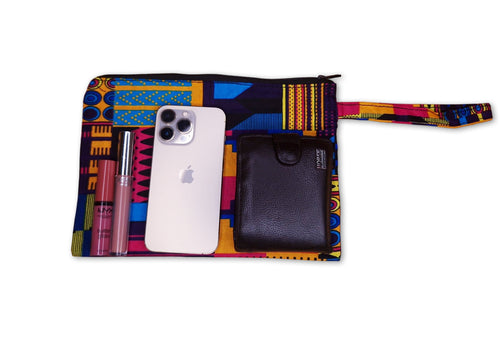 African print Makeup pouch / Pencil case / Cosmetic Bag / Coin Purse - Multicolor kente