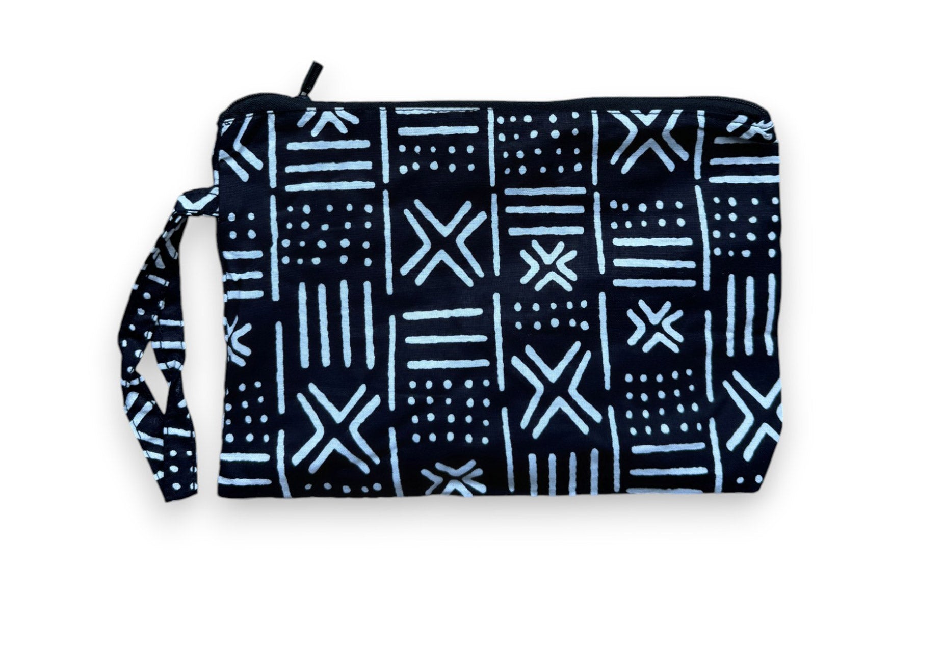 African print Makeup pouch / Pencil case / Cosmetic Bag / Coin Purse -  Black / white X Bogolan