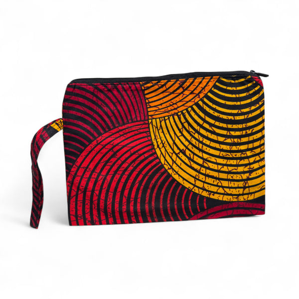 African print Makeup pouch / Pencil case / Cosmetic Bag / Coin Purse - Red & Yellow Concentric Circle