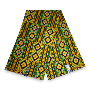 African print fabric - Green Branch - Polycotton