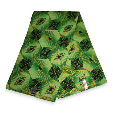 African print fabric - Exclusive Embellished Glitter effects 100% cotton - PO-5008 Gold Green