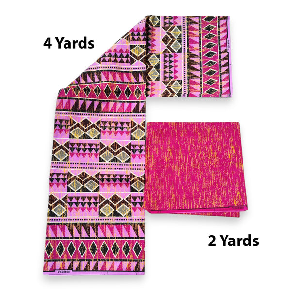 African print fabric - Two-Tone print Polycotton - 6 Yards Combination (4+2 Yards) PO-5027