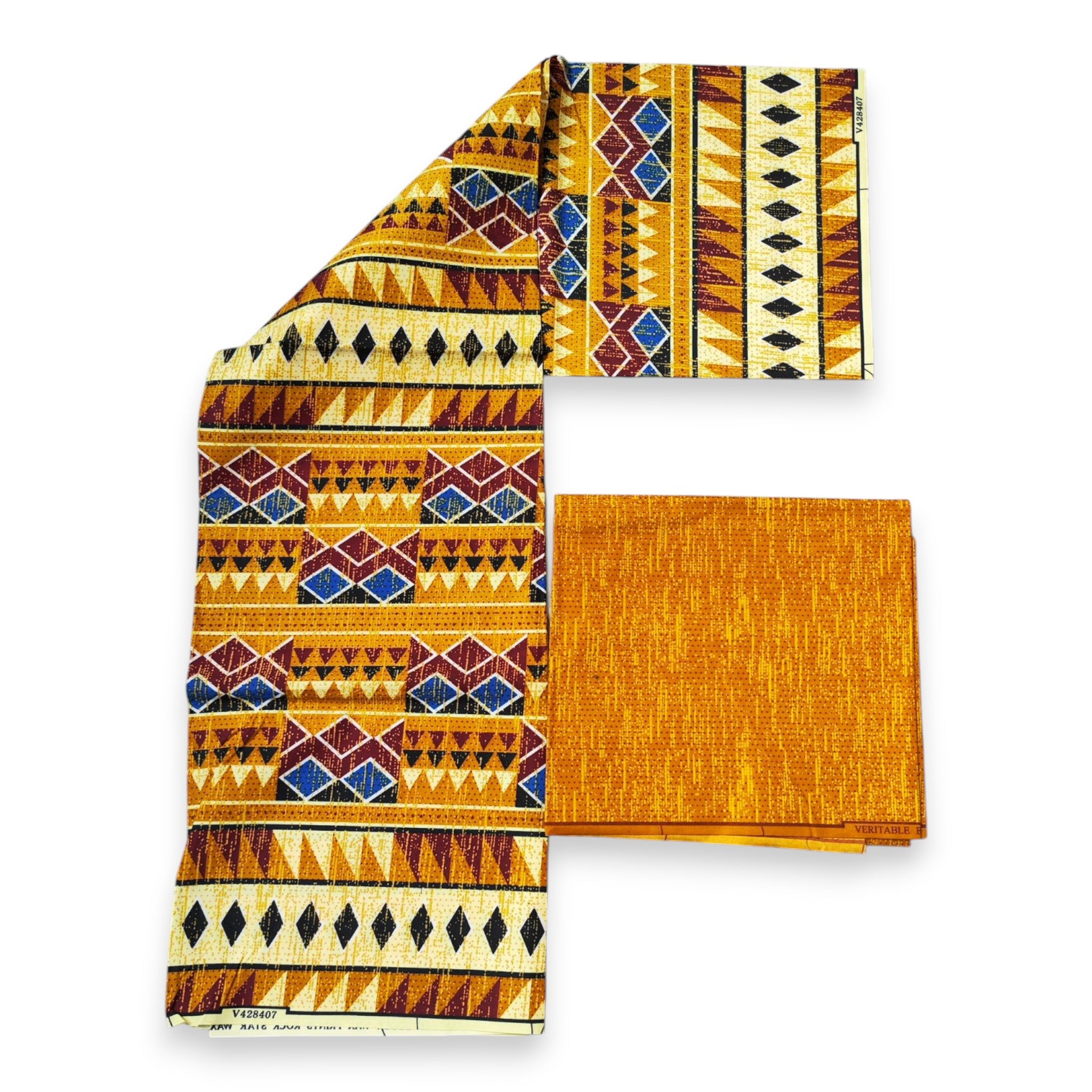 African print fabric - Two-Tone print Polycotton - 6 Yards Combination (4+2 Yards) PO-5030