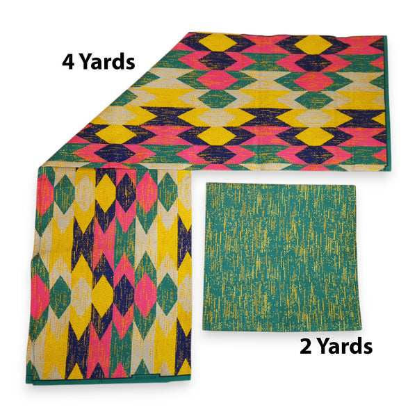 African print fabric - Two-Tone print Polycotton - 6 Yards Combination (4+2 Yards) PO-5042