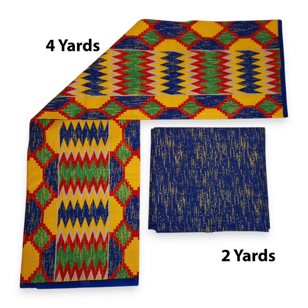African print fabric - Two-Tone print Polycotton - 6 Yards Combination (4+2 Yards) PO-5044