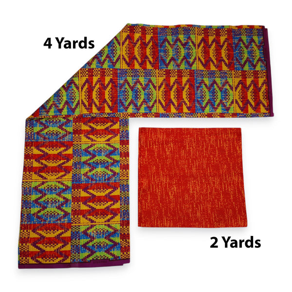 African print fabric - Two-Tone print Polycotton - 6 Yards Combination (4+2 Yards) PO-5048