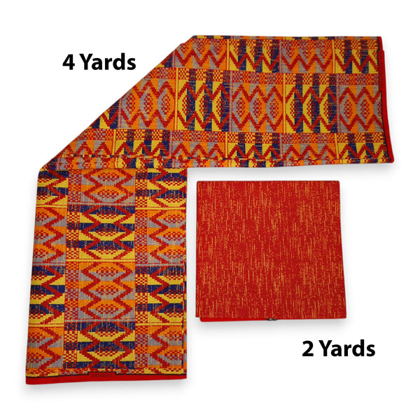 African print fabric - Two-Tone print Polycotton - 6 Yards Combination (4+2 Yards) PO-5054
