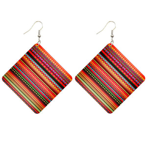 Multicolor Striped Square African print Earrings
