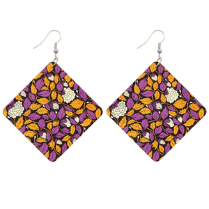 Yellow flowers Square African print Earrings