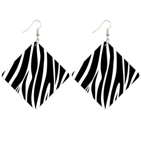 Black / white Square African print Earrings
