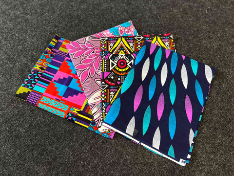 4 Fat quarters - Pink Quilting fabrics / Patchwork fabrics - African print fabric