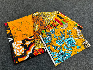 4 Fat quarters - Orange Quilting fabrics / Patchwork fabrics - African print fabric