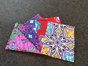 4 Fat quarters - Pink / purple Quilting fabrics / Patchwork fabrics - African print fabric