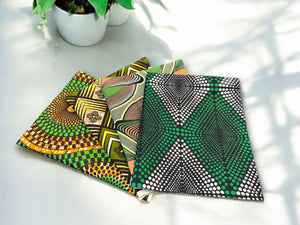 4 Fat quarters - Green Quilting fabrics / Patchwork fabrics - African print fabric