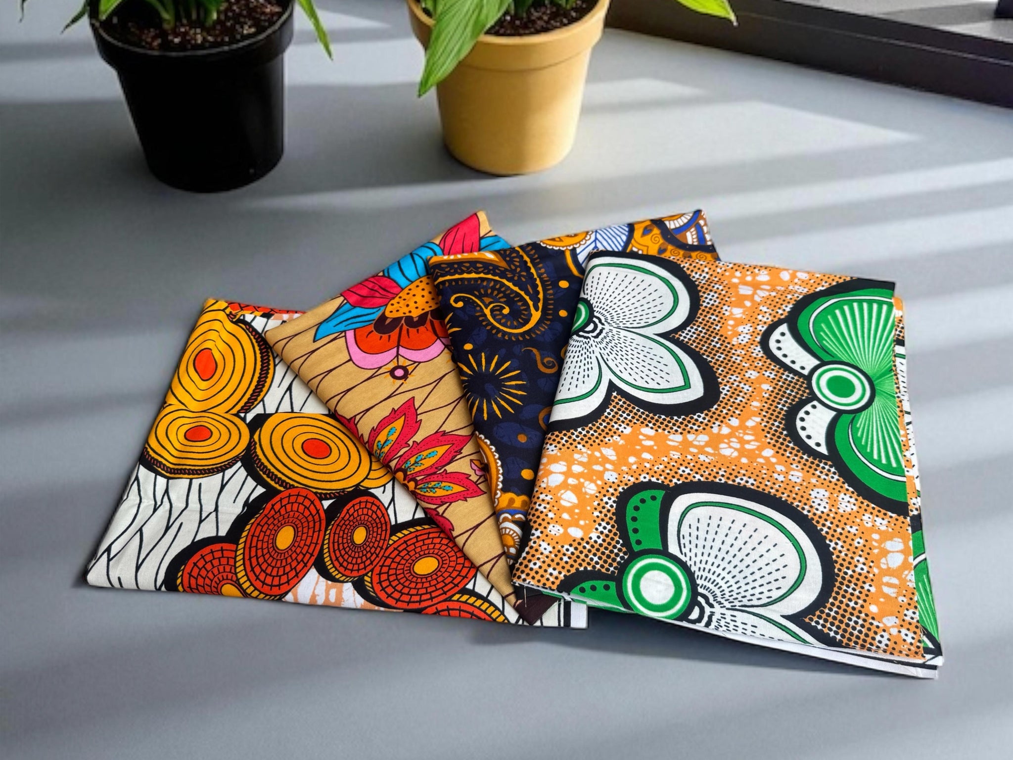 4 Fat quarters - Multicolor mix Quilting fabrics / Patchwork fabrics - African print fabric