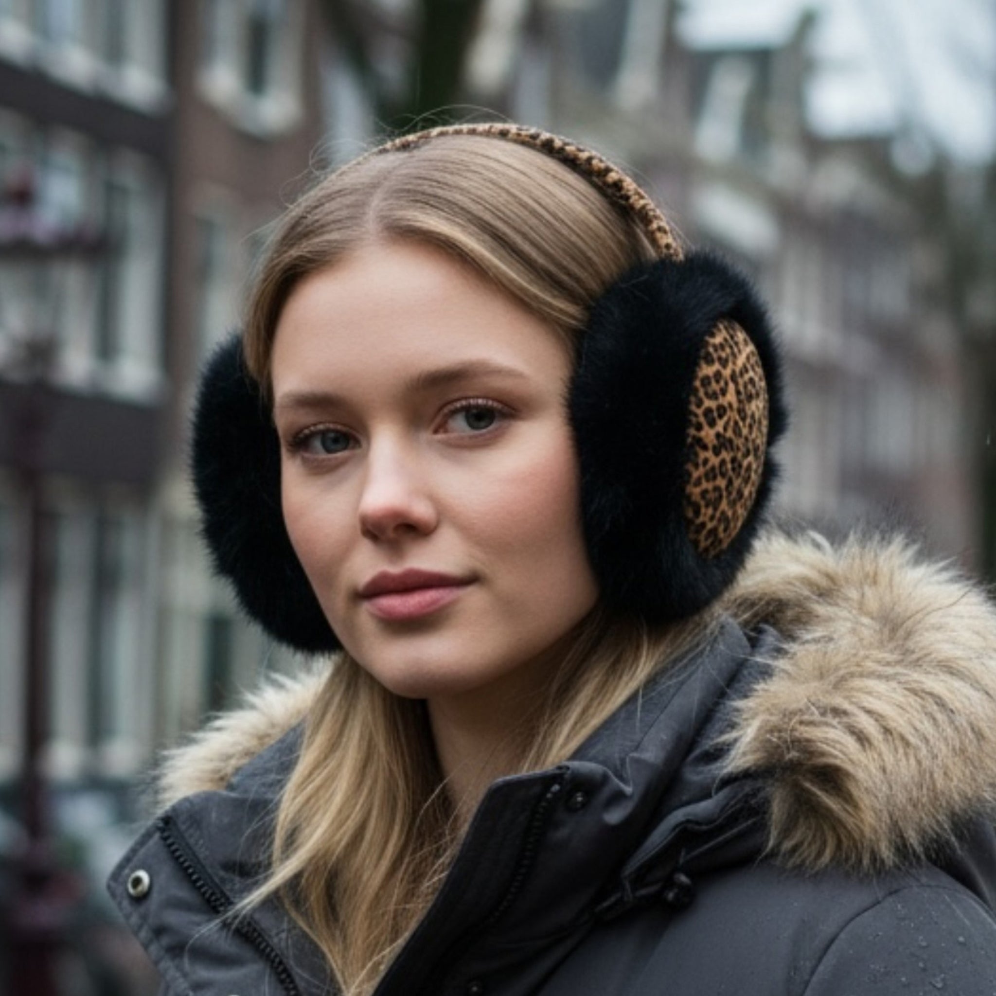 人気希有完売　CELERI EARFLAPMUFF African Print Earmuffs - Foldable Winter Ear Warmers - Leopard