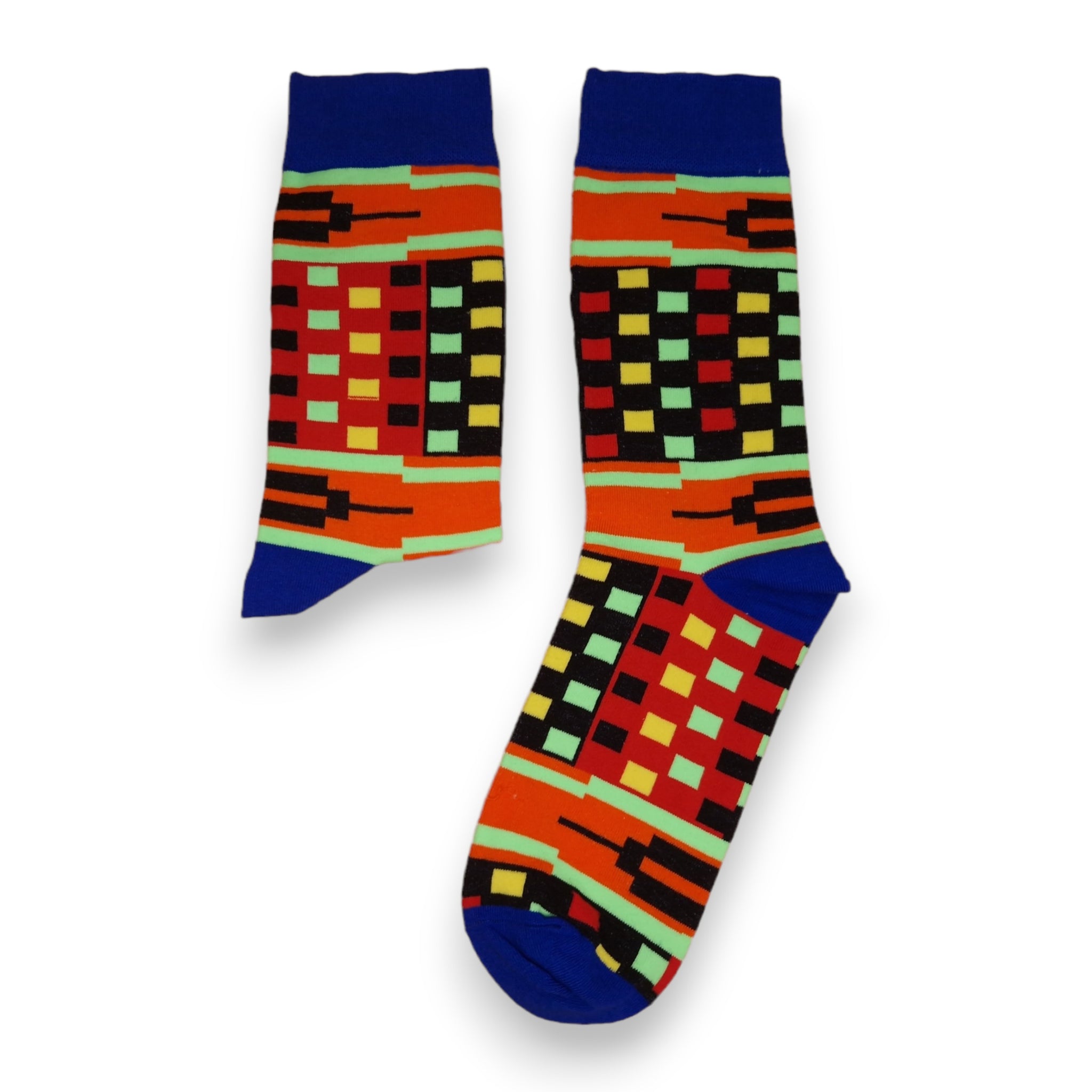 African socks / Afro socks / Kente socks - Blue multicolor