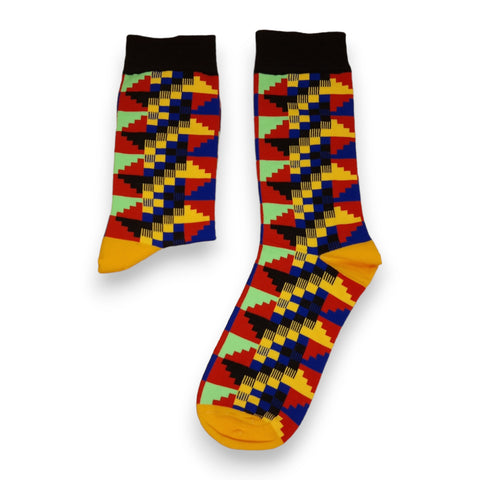 African socks / Afro socks / Kente socks - Red multicolor