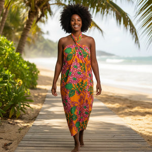 sarong beach wrap dress LA LEELA Women Boho Sarong Pareo Swimsuit Cover Up Beach Wrap One Size  Blue_T626 main image 0