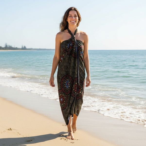 Sarong / pareo - Cotton Beachwear wrap skirt / baby carrier wrap - Orange Dotted Print