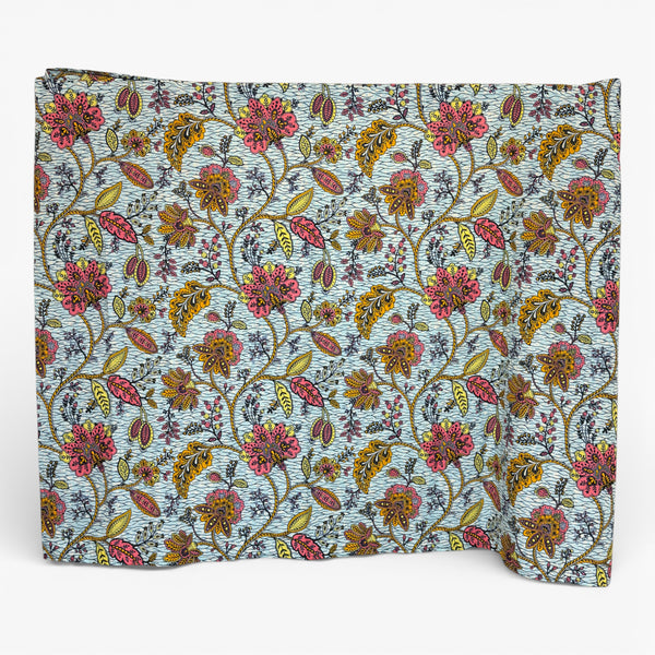 Sarong / pareo - Cotton Beachwear wrap skirt / baby carrier wrap - Blue Flowers