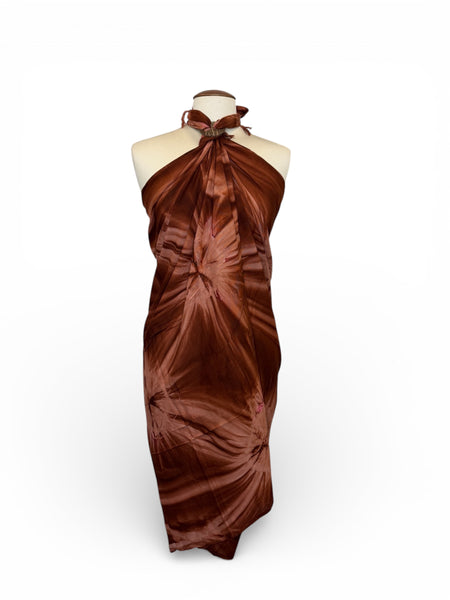 Sarong / pareo - Beachwear wrap skirt - Brown tie dye