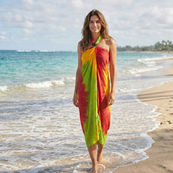 Sarong / pareo - Beachwear wrap skirt - Tie dye Multicolor
