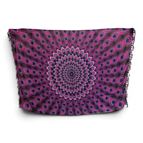 Sarong / pareo - Beachwear wrap skirt - Peacock pink
