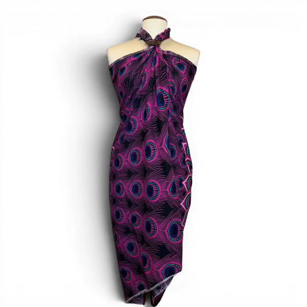 Sarong / pareo - Beachwear wrap skirt - Peacock pink