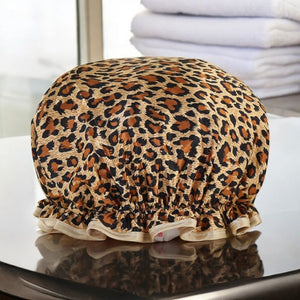 LARGE Shower cap for full hair / curls - Leopard / Panther