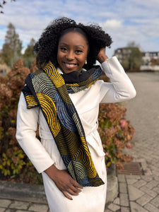 African print Winter scarf for Adults Unisex - Black / yellow