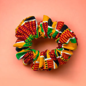 African print Scrunchie - Hair Accessories - Kente Green / yellow