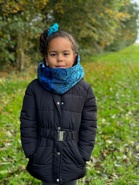 African print Turtleneck Winter scarf for Kids Unisex - Blue rings