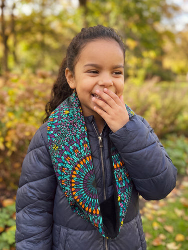 African print Turtleneck Winter scarf for Kids Unisex - Turquoise Purple Ocean Eye