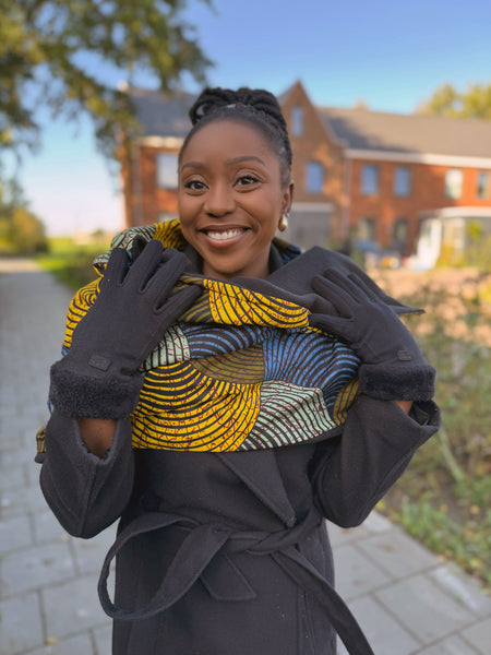 African print Winter scarf for Adults Unisex - Green Concentric Circle Design
