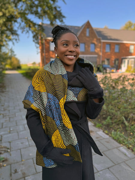 African print Winter scarf for Adults Unisex Green Concentric