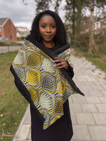 African print Winter scarf for Adults Unisex - Yellow Waves