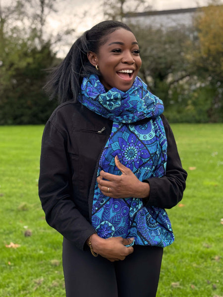African print Winter scarf for Adults Unisex - Blue Mandala