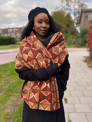African print Winter scarf for Adults Unisex - Brown Prism