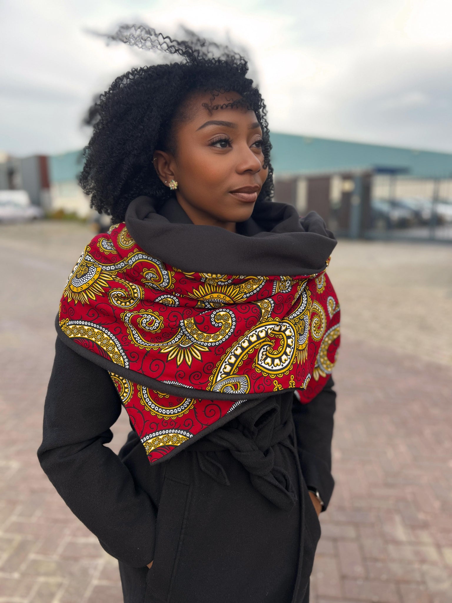 African print Winter scarf for Adults Unisex - Red royal