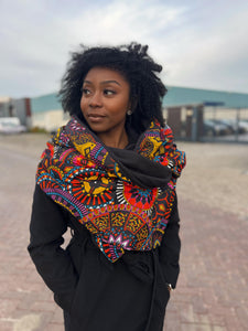African print Winter scarf for Adults Unisex - Dark Multicolor disks