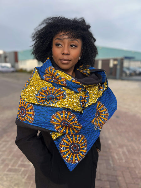 African print Winter scarf for Adults Unisex - Blue Mills