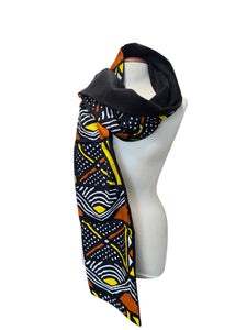 African print Winter scarf for Men - Yellow Brown bogolan