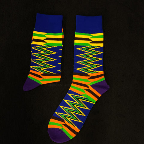 African socks / Afro socks / Kente socks - Blue