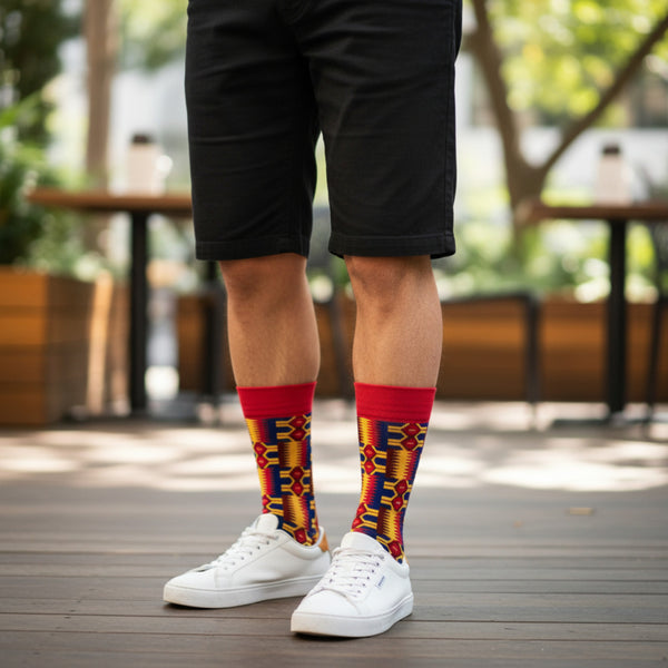 African socks / Afro socks / African print socks - Pink Kente
