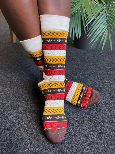 African socks / Afro socks - Mustard mud