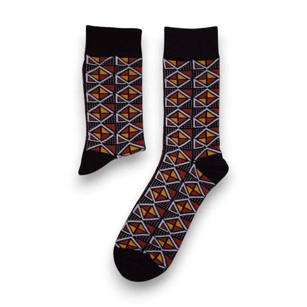 African socks / Afro socks / African print socks - Maroon Bogolan
