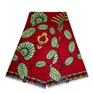 African fabric Super Wax - Red leaves
