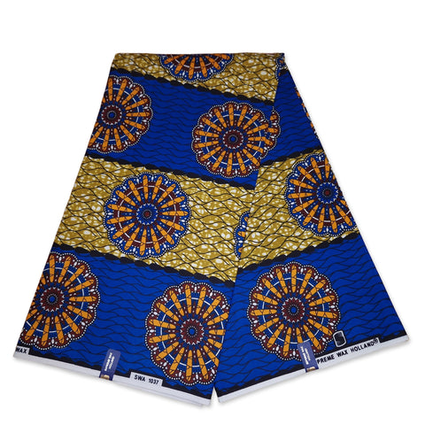 African Wax print fabric - Blue mills