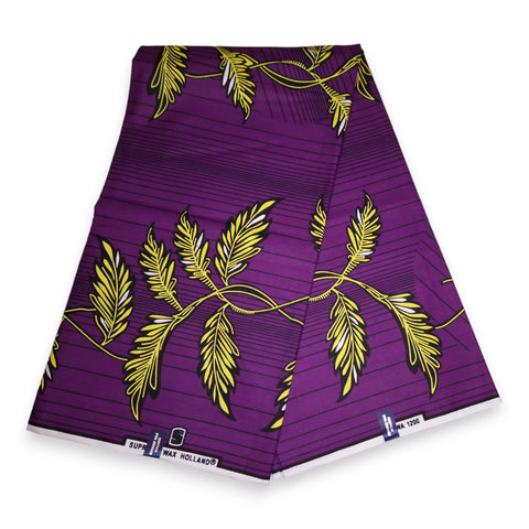 African Wax print fabric - Purple small twigs